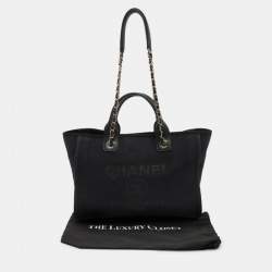 Pre Owned Chanel Indigo Canvas and Leather Small Deauville Shopper Tote