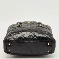 Pre Owned Chanel Black/Red Quilted Leather Portobello Frame Bag