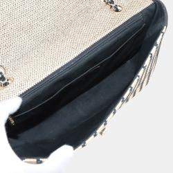 Pre Owned Chanel Brown Woven Raffia Cannes Mademoiselle Single Flap
