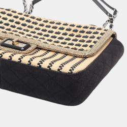 Pre Owned Chanel Brown Woven Raffia Cannes Mademoiselle Single Flap