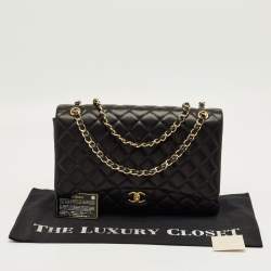 Pre Owned Chanel Black Quilted Leather Maxi Classic Single Flap Bag