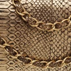 Pre Owned Chanel Gold/Black Python Jumbo Classic Double Flap Bag