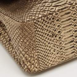 Pre Owned Chanel Gold/Black Python Jumbo Classic Double Flap Bag