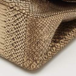 Pre Owned Chanel Gold/Black Python Jumbo Classic Double Flap Bag