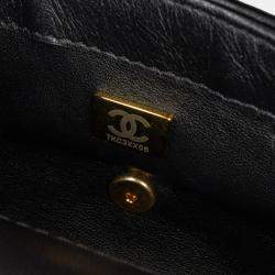 Pre Owned Chanel Black Mini Rectangular Quilted Lambskin Heart Charms Flap