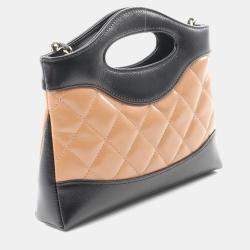 Pre Owned Chanel Chanel 31 Leather Black/Beige  Nano Shoulder Bag