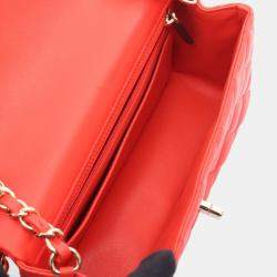 Pre Owned Chanel Mini Matelasse 20 Red Leather Shoulder Bag 