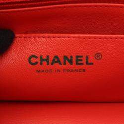 Pre Owned Chanel Mini Matelasse 20 Red Leather Shoulder Bag 