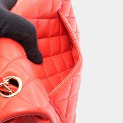 Pre Owned Chanel Mini Matelasse 20 Red Leather Shoulder Bag 