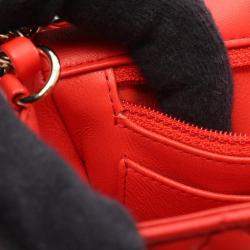 Pre Owned Chanel Mini Matelasse 20 Red Leather Shoulder Bag 