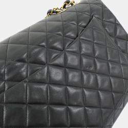 Pre Owned Chanel Black Lambskin Leather Shoulder Bag