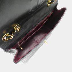 Pre Owned Chanel Black Lambskin Leather Shoulder Bag