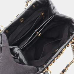 Pre Owned Chanel Matelasse Small Shopping Tote Bag In Lambskin Leather Black