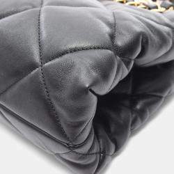 Pre Owned Chanel Matelasse Small Shopping Tote Bag In Lambskin Leather Black