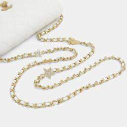 Pre Owned Chanel White Calf Leather Chain Wallet