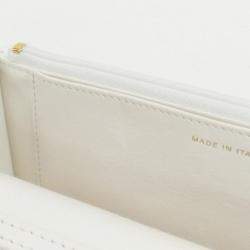 Pre Owned Chanel White Calf Leather Chain Wallet