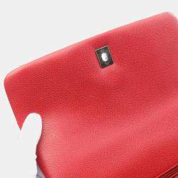 Pre Owned Chanel Coco Handle 29 Flap Matelasse Red  Caviar Skin Grained Calf Handbag 