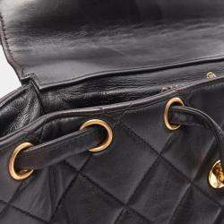 Pre Owned Chanel Matelasse Black Lambskin Leather Backpack 