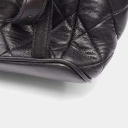 Pre Owned Chanel Matelasse Black Lambskin Leather Backpack 
