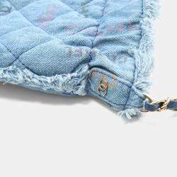 Pre Owned Chanel Matelasse Blue Denim Small Bucket Shoulder Bag