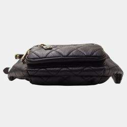 Pre Owned Chanel Matelasse Black Leather Compact  Body Waist Bag