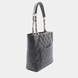 Pre Owned Chanel Matelasse Black Caviar Skin Grained Calf PST Tote