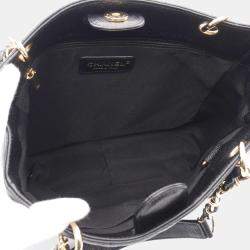 Pre Owned Chanel Matelasse Black Caviar Skin Grained Calf PST Tote