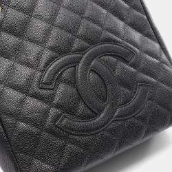 Pre Owned Chanel Matelasse Black Caviar Skin Grained Calf PST Tote