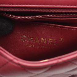 Pre Owned Chanel Mini Matelasse Bordeaux Lambskin Leather Shoulder Bag