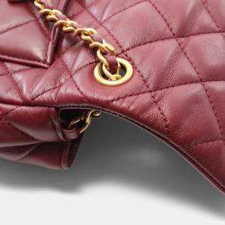Pre Owned Chanel Mini Matelasse Bordeaux Lambskin Leather Shoulder Bag