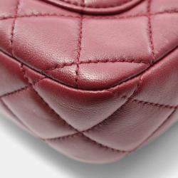 Pre Owned Chanel Mini Matelasse Bordeaux Lambskin Leather Shoulder Bag