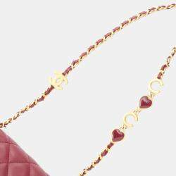 Pre Owned Chanel Mini Matelasse Bordeaux Lambskin Leather Shoulder Bag