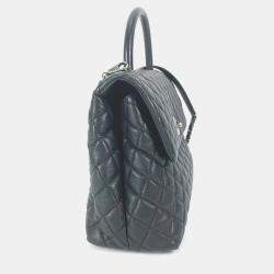 Pre Owned Chanel Cc Coco Mark Quilted Matelasse Blue Caviar Skin 2-Way  Top Handle Chain Shoulder Bag