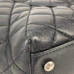 Pre Owned Chanel Cc Coco Mark Quilted Matelasse Blue Caviar Skin 2-Way  Top Handle Chain Shoulder Bag