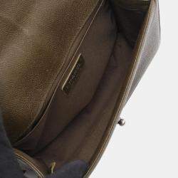 Pre Owned Chanel Boy Chanel Shoulder Bag Caviar Skin Grained Calf Khaki
