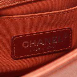 Pre Owned Chanel Boy Chanel Small Chevron V-Stitch Shoulder Bag In Brown Calfskin Leather