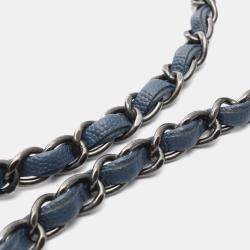 Pre Owned Chanel Coco Handle 29 Flap Matelasse Handbag Caviar Skin Grained Calf Blue