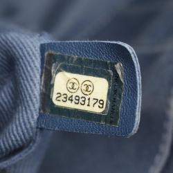 Pre Owned Chanel Coco Handle 29 Flap Matelasse Handbag Caviar Skin Grained Calf Blue