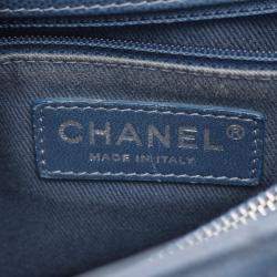 Pre Owned Chanel Coco Handle 29 Flap Matelasse Handbag Caviar Skin Grained Calf Blue