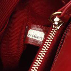 Pre Owned Chanel Coco Handle 29 Flap V Stitch Chevron Handbag Leather Red