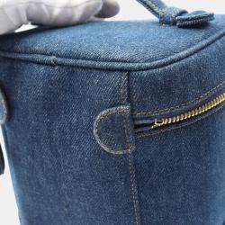 Pre Owned Chanel Coco Mark Handbag Denim Navy