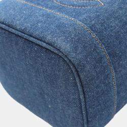 Pre Owned Chanel Coco Mark Handbag Denim Navy