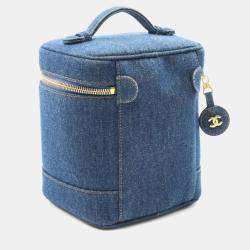 Pre Owned Chanel Coco Mark Handbag Denim Navy