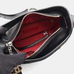 Pre Owned Chanel Gabrielle De Chanel Small Hobo Shoulder Bag Leather Black