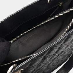 Pre Owned Chanel Matelasse Grand Shopping Gst Tote Bag In Calfskin Leather Black