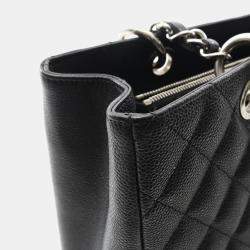 Pre Owned Chanel Matelasse Grand Shopping Gst Tote Bag In Calfskin Leather Black