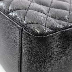 Pre Owned Chanel Matelasse Grand Shopping Gst Tote Bag In Calfskin Leather Black