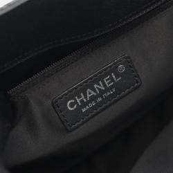 Pre Owned Chanel Matelasse Grand Shopping Gst Tote Bag In Calfskin Leather Black