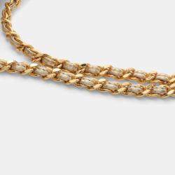 Pre Owned Chanel Mini Matelasse Shoulder Bag Lambskin Leather Gold