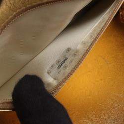 Pre Owned Chanel Mini Matelasse Shoulder Bag Lambskin Leather Gold